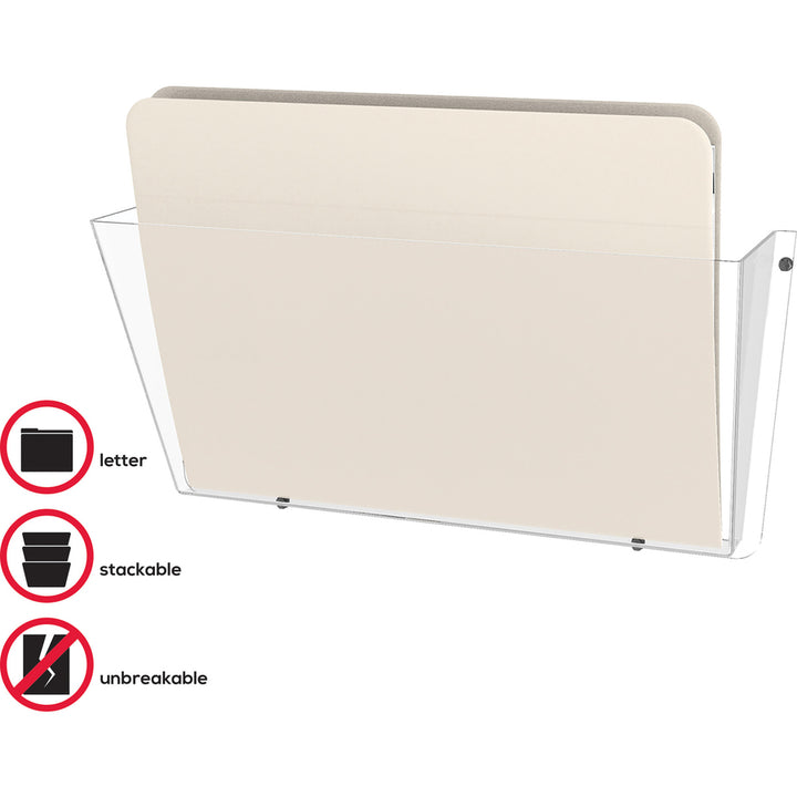 Image of deflecto® Unbreakable DocuPocket Wall File, Letter Size, 14.5" x 3" x 6.5", Clear