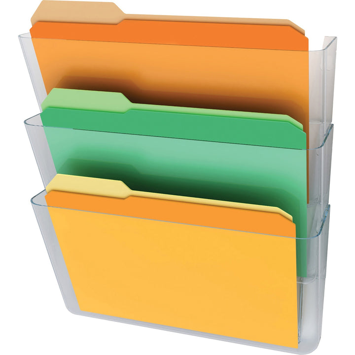 Image of deflecto® Wall Pocket System, Letter, 13"x4"x19", 3/ST, Clear