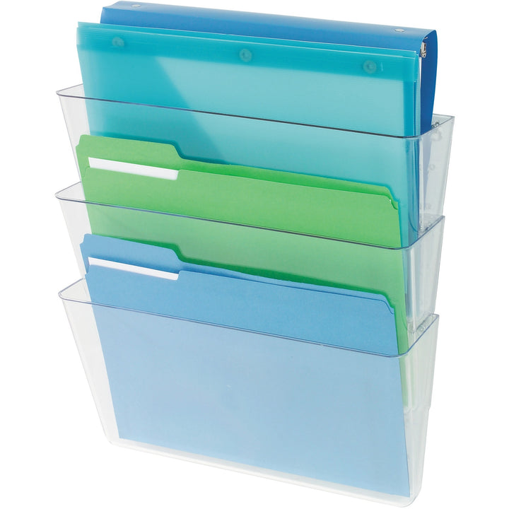 Image of deflecto® Wall Pocket System, Letter, 13"x4"x19", 3/ST, Clear