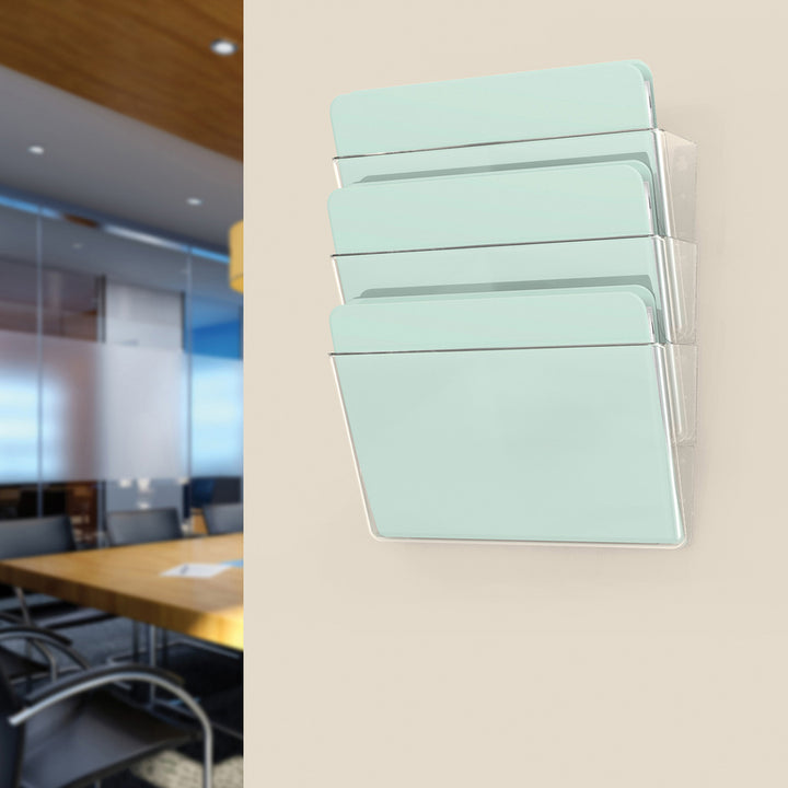 Image of deflecto® Wall Pocket System, Letter, 13"x4"x19", 3/ST, Clear