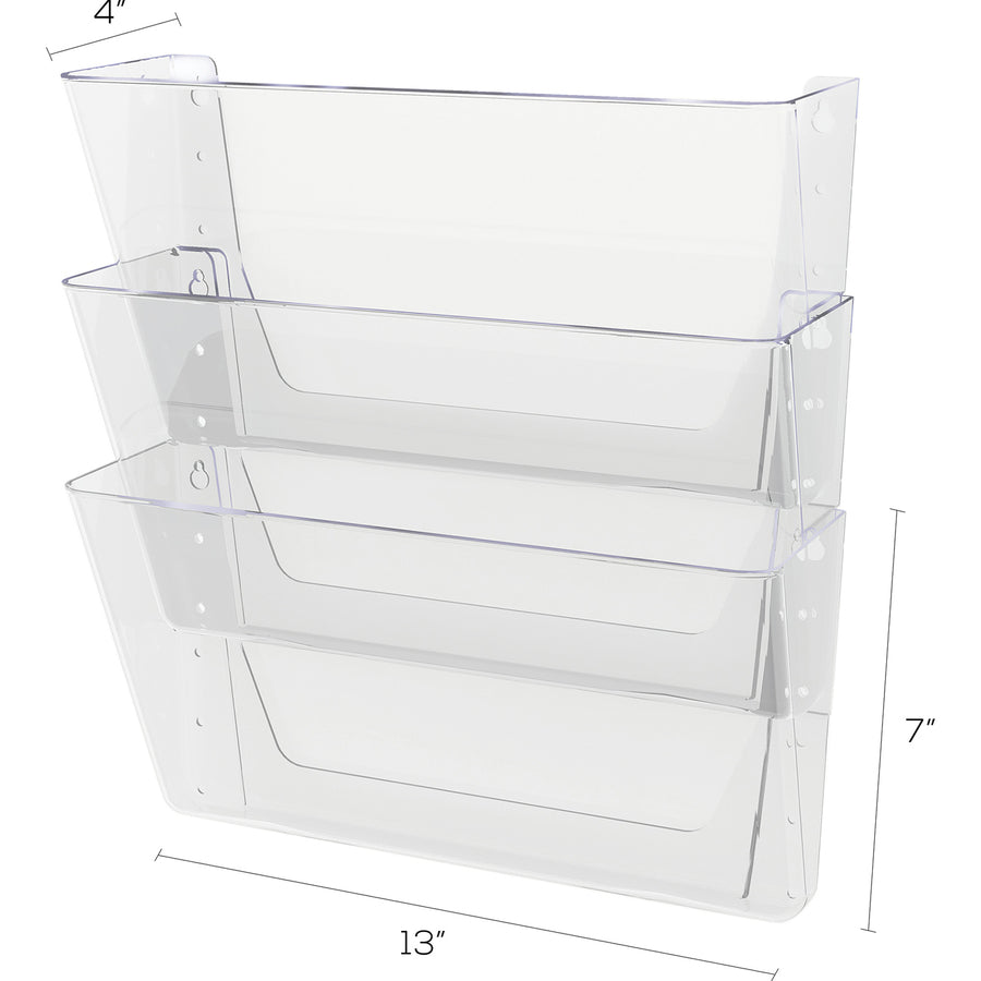 Image of deflecto® Wall Pocket System, Letter, 13"x4"x19", 3/ST, Clear