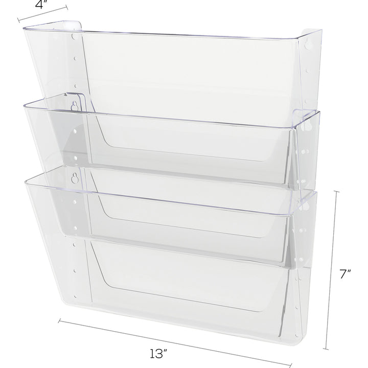 Image of deflecto® Wall Pocket System, Letter, 13"x4"x19", 3/ST, Clear