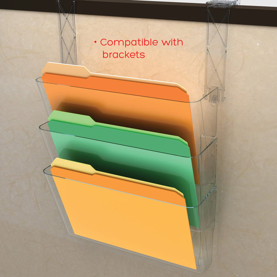 Image of deflecto® Wall Pocket System, Letter, 13"x4"x19", 3/ST, Clear