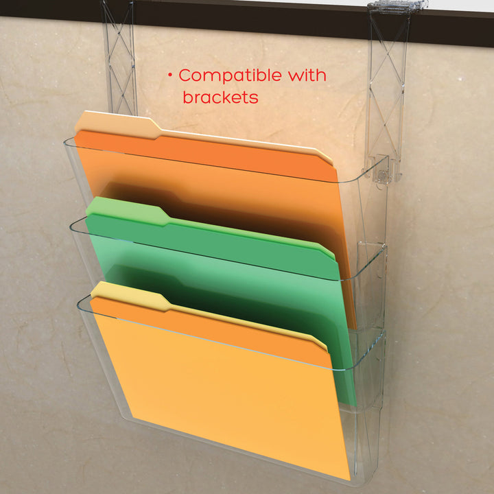 Image of deflecto® Wall Pocket System, Letter, 13"x4"x19", 3/ST, Clear