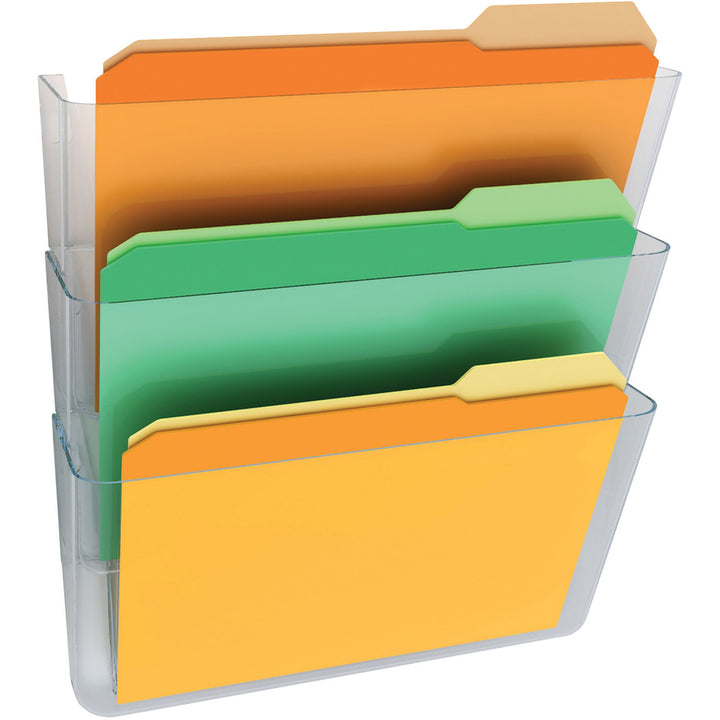 Image of deflecto® Wall Pocket System, Letter, 13"x4"x19", 3/ST, Clear