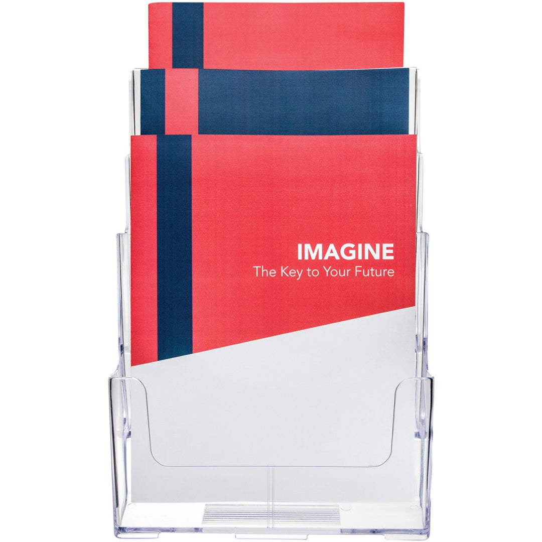 Image of deflecto® 3-Compartment Docuholder, Magazine Size, 9.5w X 6.25d X 12.63, Clear