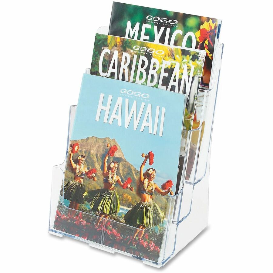 Image of deflecto® 3-Compartment Docuholder, Magazine Size, 9.5w X 6.25d X 12.63, Clear