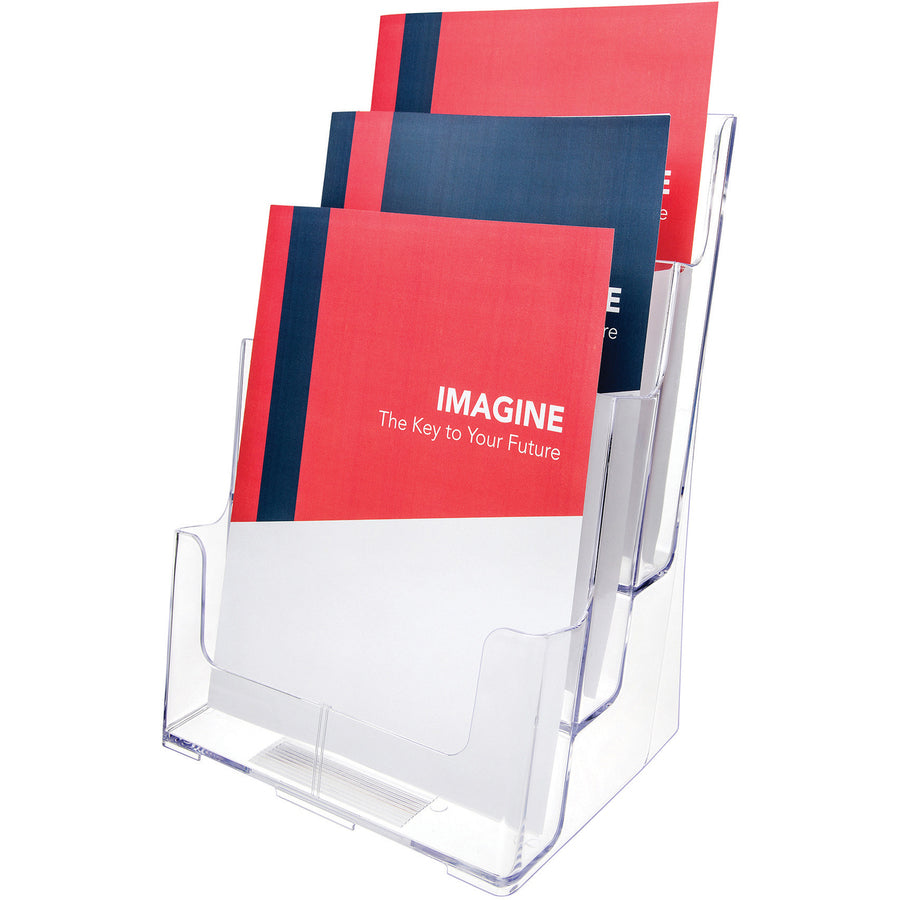 Image of deflecto® 3-Compartment Docuholder, Magazine Size, 9.5w X 6.25d X 12.63, Clear