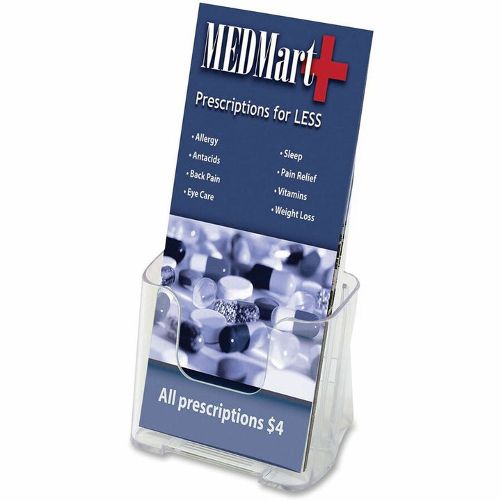 Image of Deflecto 77501 Single Compartment DocuHolder, 1 Pocket(s), 7.75" H x 4.38" W x 3.25" Depth, Desktop, Clear, Plastic, 1 Each