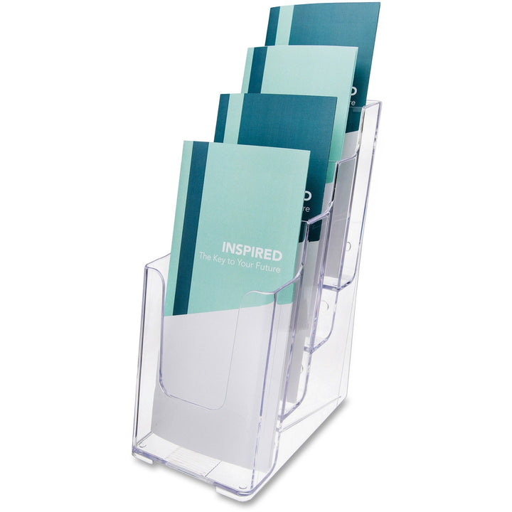 Image of deflecto® 4-Compartment Docuholder, Leaflet Size, 4.88w X 6.13d X 10h, Clear