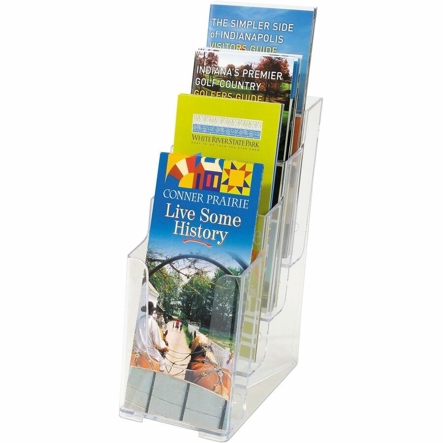 Image of deflecto® 4-Compartment Docuholder, Leaflet Size, 4.88w X 6.13d X 10h, Clear