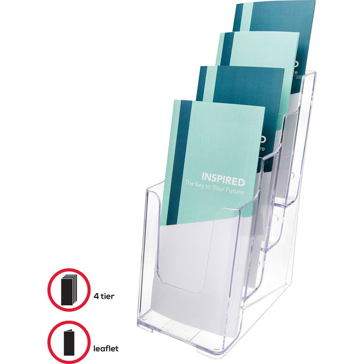 Image of deflecto® 4-Compartment Docuholder, Leaflet Size, 4.88w X 6.13d X 10h, Clear