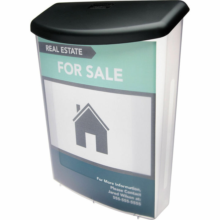 Image of deflecto® Outdoor Literature Box, 10w X 4.5d X 13.13h, Clear/black