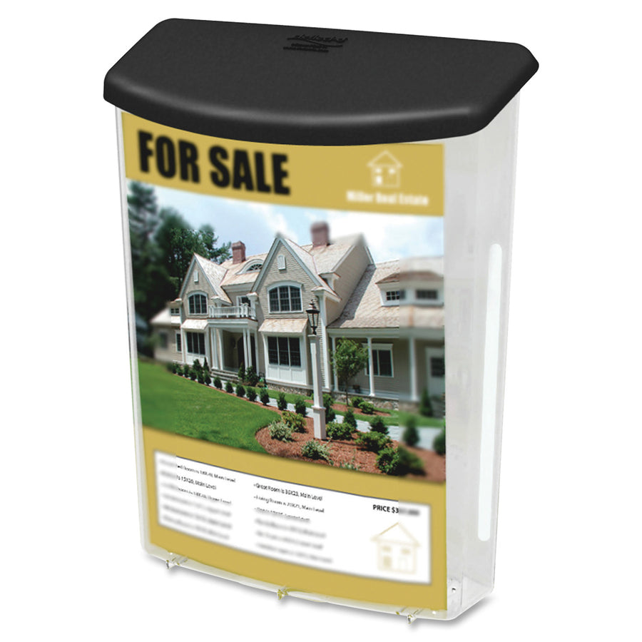 Image of deflecto® Outdoor Literature Box, 10w X 4.5d X 13.13h, Clear/black