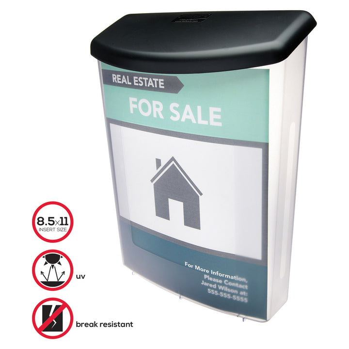 Image of deflecto® Outdoor Literature Box, 10w X 4.5d X 13.13h, Clear/black