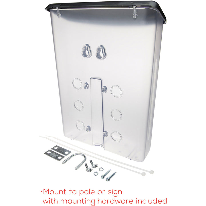 Image of deflecto® Outdoor Literature Box, 10w X 4.5d X 13.13h, Clear/black