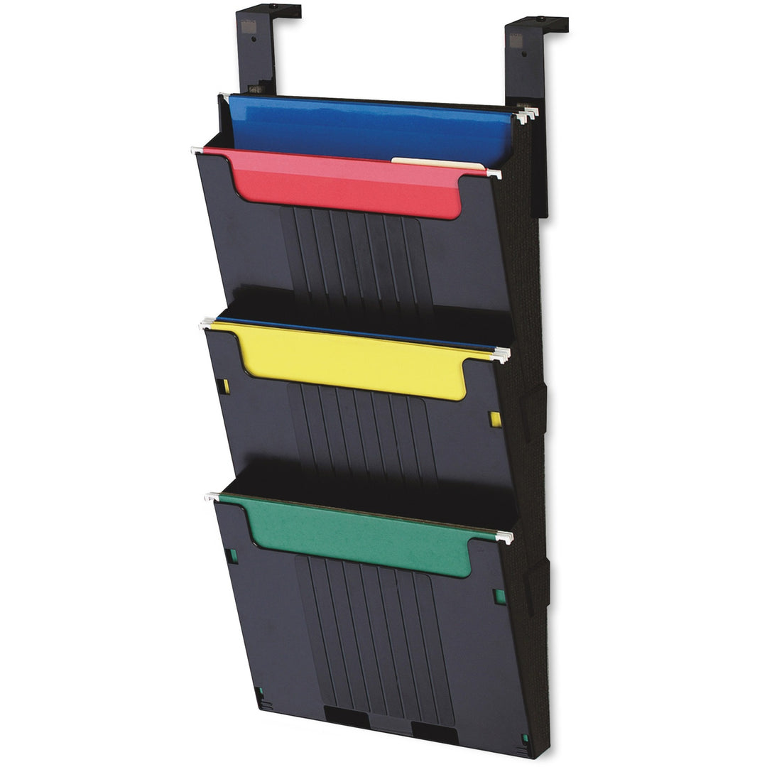 Image of deflecto® Hanging File System, 3 Slots, 12-5/8"x3-7/8"x25", 3/ST, BK