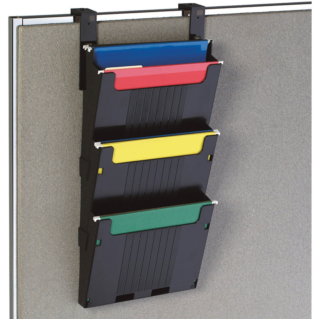 Image of deflecto® Hanging File System, 3 Slots, 12-5/8"x3-7/8"x25", 3/ST, BK