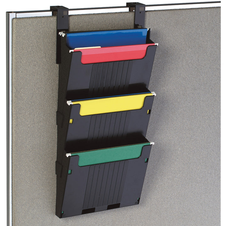 Image of deflecto® Hanging File System, 3 Slots, 12-5/8"x3-7/8"x25", 3/ST, BK