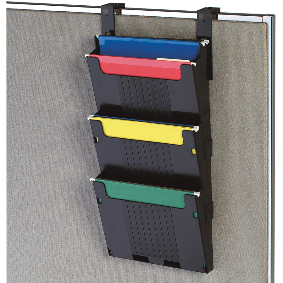 Image of deflecto® Hanging File System, 3 Slots, 12-5/8"x3-7/8"x25", 3/ST, BK