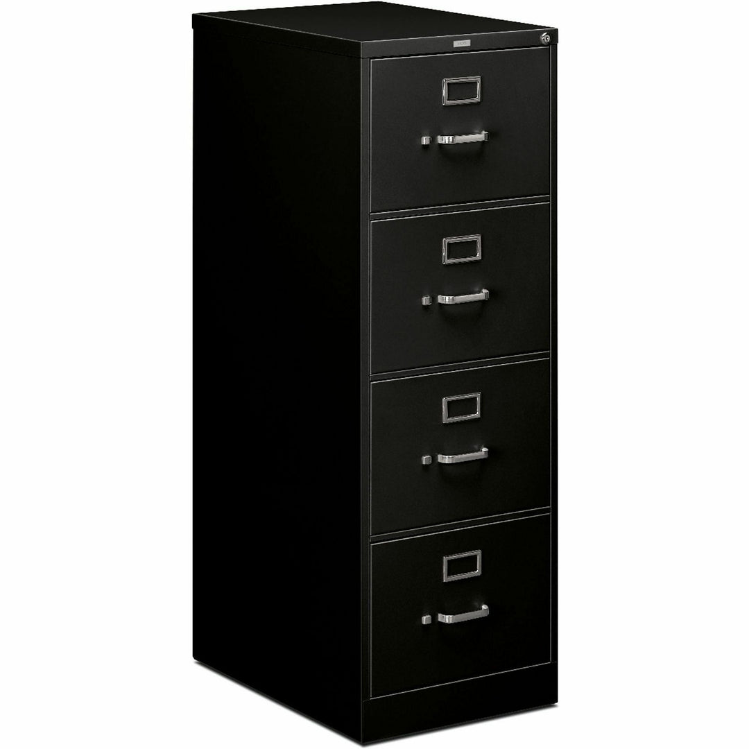Image of HON® 510 Series Vertical File, 4 Legal-Size File Drawers, Black, 18.25" X 25" X 52"