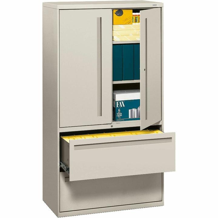 Image of HON® Brigade 700 Series Lateral File, Three-Shelf Enclosed Storage, 2 Legal/letter-Size File Drawers, Gray, 36" X 18" X 64.25"