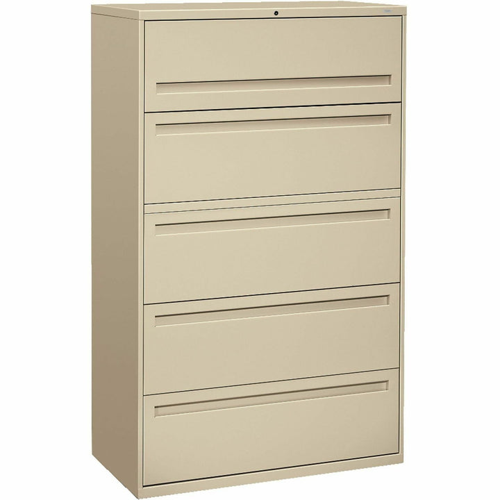 Image of HON® Brigade 700 Series Lateral File, 4 Legal/letter-Size File Drawers, 1 File Shelf, 1 Post Shelf, Putty, 42" X 18" X 64.25"