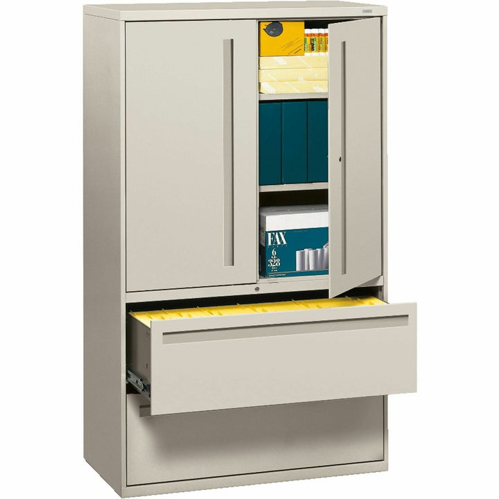 Image of HON® Brigade 700 Series Lateral File, Three-Shelf Enclosed Storage, 2 Legal/letter-Size File Drawers, Gray, 42" X 18" X 64.25"