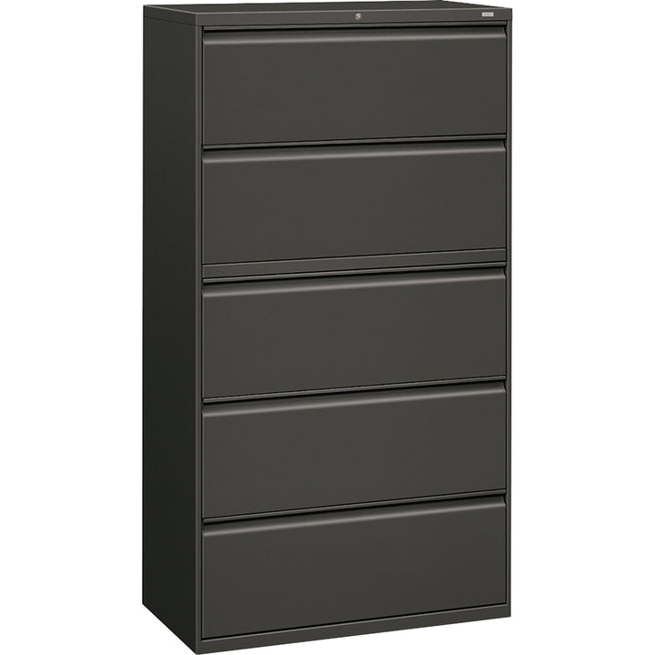 Image of HON® Lateral File, 5-Drawer, w/Lock, 36"x18"x64-1/2", Charcoal