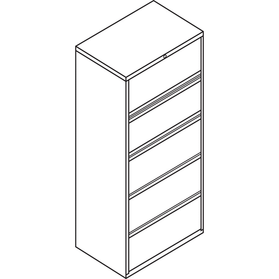 Image of HON® Lateral File, 5-Drawer, w/Lock, 36"x18"x64-1/2", Charcoal