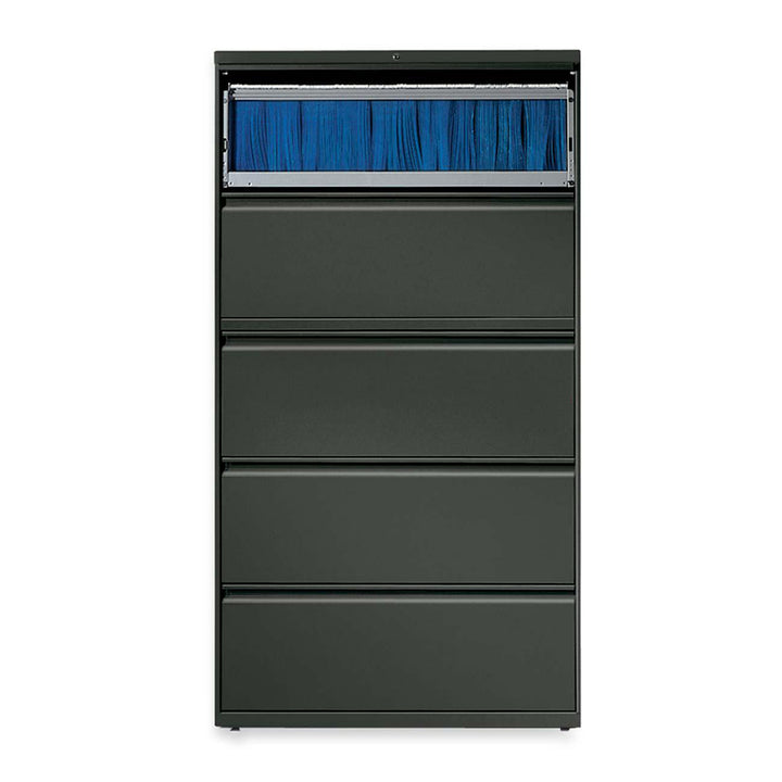 Image of HON® Lateral File, 5-Drawer, w/Lock, 36"x18"x64-1/2", Charcoal