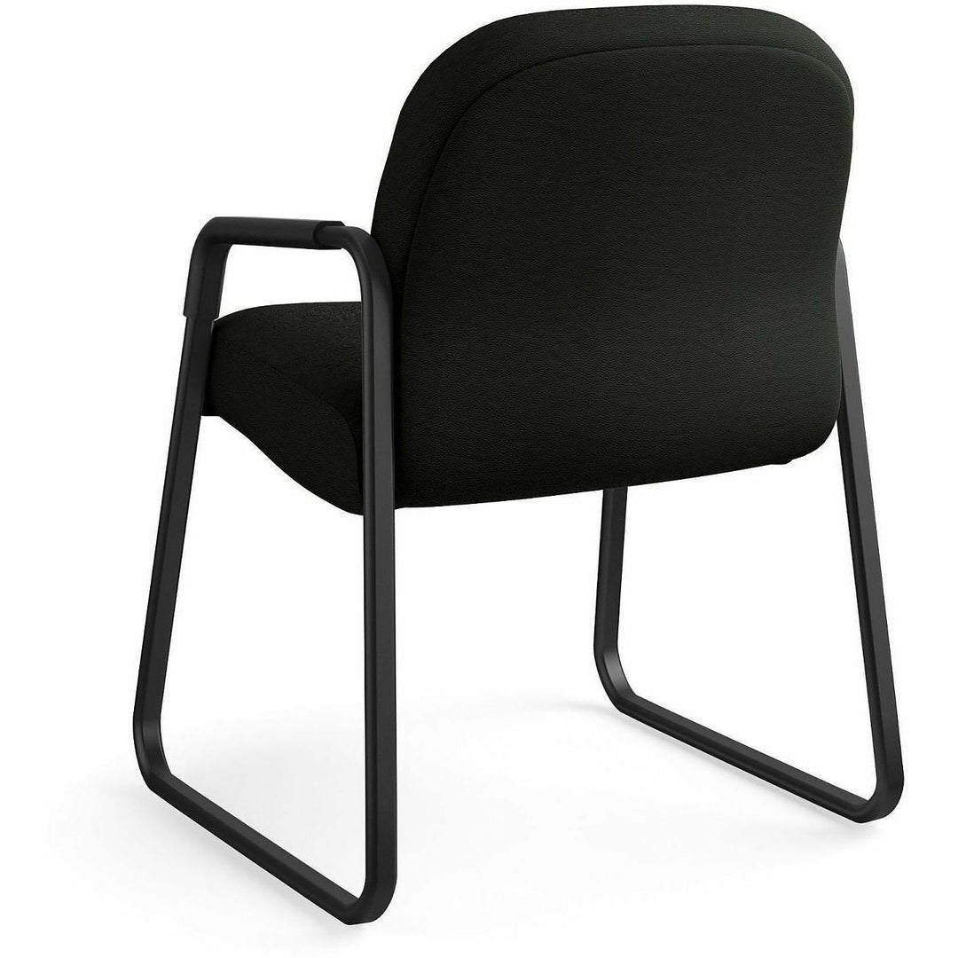 Image of HON® Pillow-Soft 2090 Series Guest Arm Chair, Leather Upholstery, 31.25" x 35.75" x 36", Black Seat, Black Back, Black Base