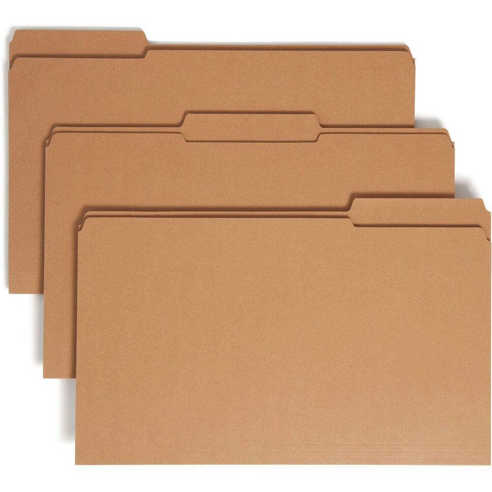 Image of Smead Folder, 11 Point, 2-Ply, 1/3 Ast Tab Cut, Lgl, 100/BX, Kraft
