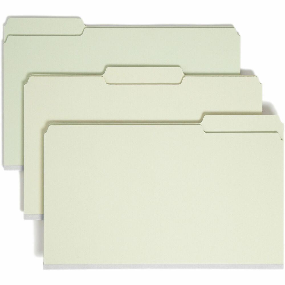 Image of Smead Pressboard Folders,1/3 Tab Cut,1" Exp,Lgl,25/BX,Gray Green