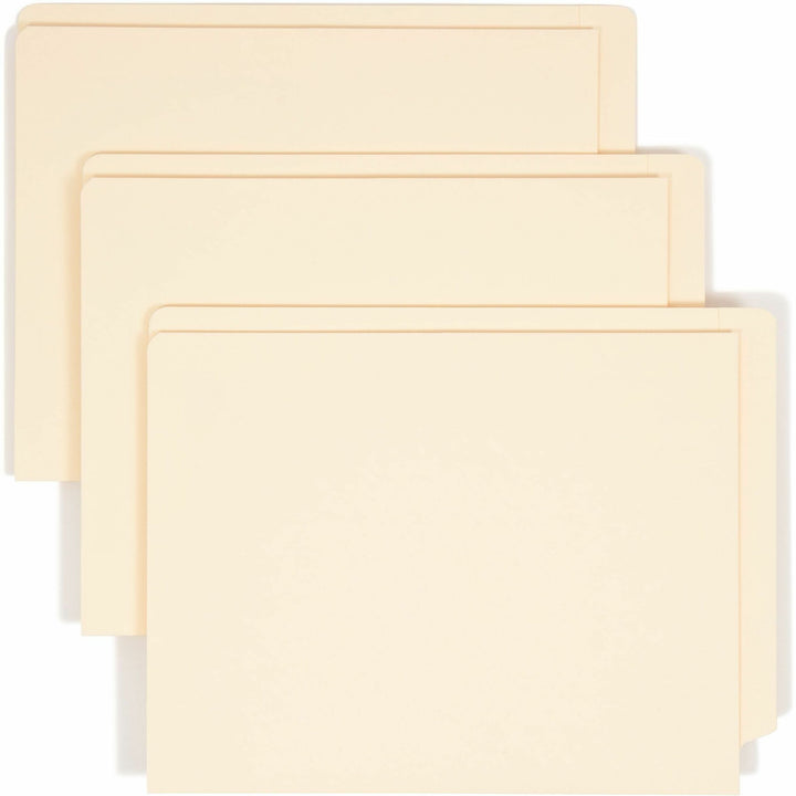 Image of Smead 24115 End Tab Pocket Folders, 8 1/2" x 11", 1 Pocket, 11 pt., 2 Plys, Manila, Heavyweight Cover, Embossed, 10% Recycled, 50 / Box