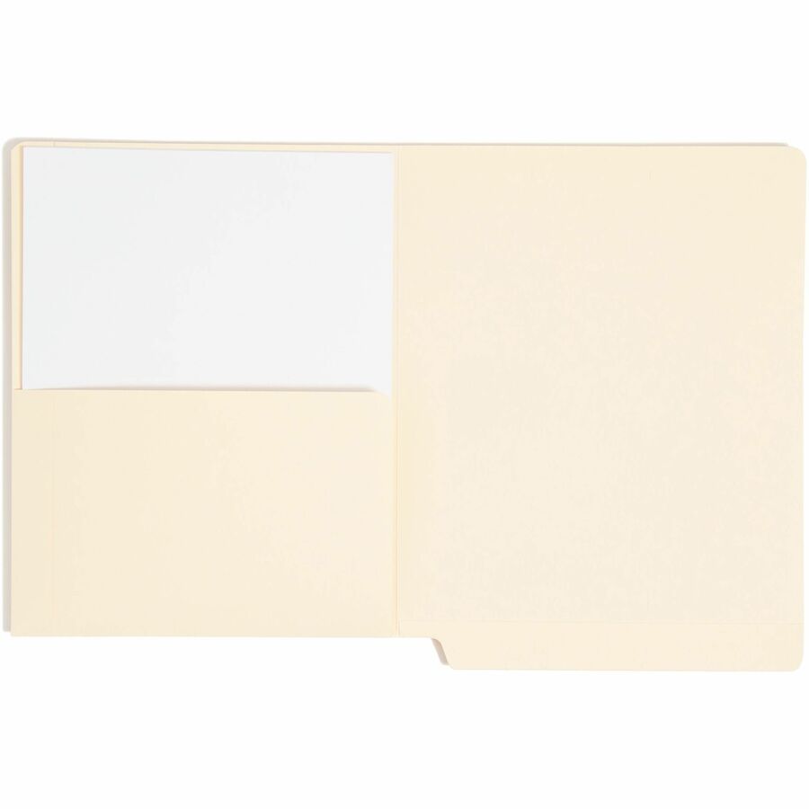 Image of Smead 24115 End Tab Pocket Folders, 8 1/2" x 11", 1 Pocket, 11 pt., 2 Plys, Manila, Heavyweight Cover, Embossed, 10% Recycled, 50 / Box