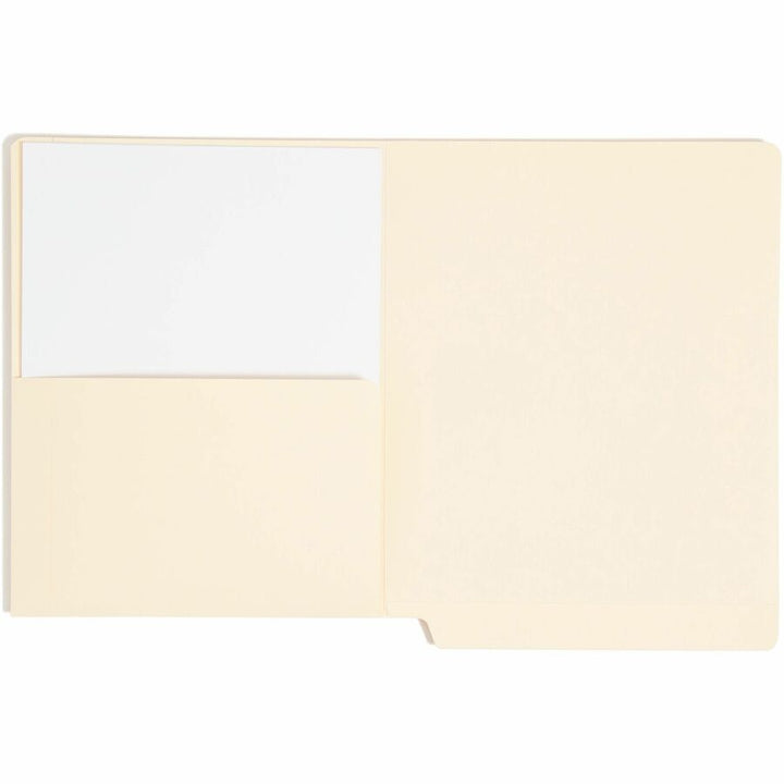 Image of Smead 24115 End Tab Pocket Folders, 8 1/2" x 11", 1 Pocket, 11 pt., 2 Plys, Manila, Heavyweight Cover, Embossed, 10% Recycled, 50 / Box
