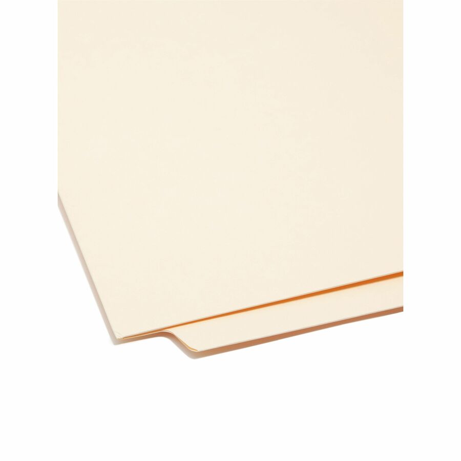 Image of Smead 24115 End Tab Pocket Folders, 8 1/2" x 11", 1 Pocket, 11 pt., 2 Plys, Manila, Heavyweight Cover, Embossed, 10% Recycled, 50 / Box