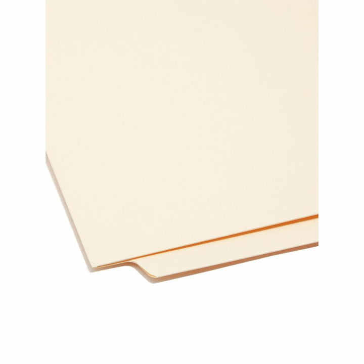 Image of Smead 24115 End Tab Pocket Folders, 8 1/2" x 11", 1 Pocket, 11 pt., 2 Plys, Manila, Heavyweight Cover, Embossed, 10% Recycled, 50 / Box