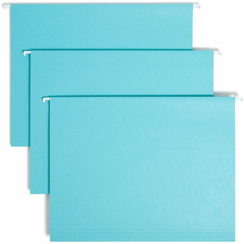 Image of Smead Hanging Folders w/Poly Tab, 1/5 Tab, Ltr, 25/BX, Aqua
