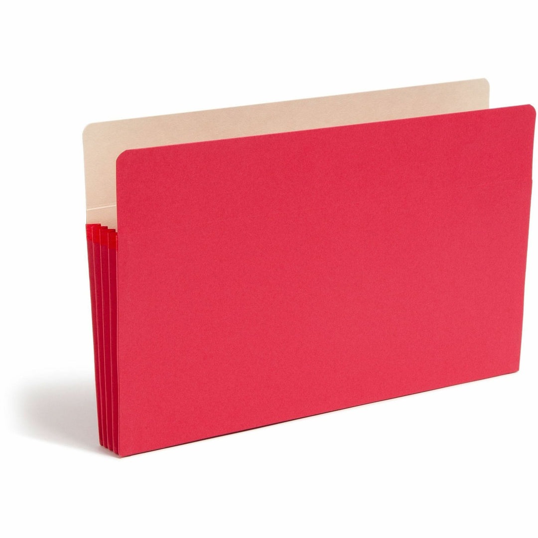 Image of Smead 74231 Drop Front Panel Colored File Pockets, 8 1/2" x 14", 3 1/2" Expansion, Top Tab Location, Red, Tear Resistant, 10% Recycled, 25 / Box