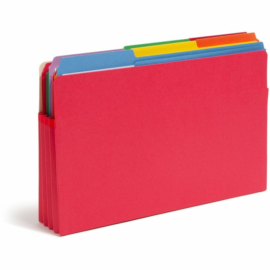 Image of Smead 74231 Drop Front Panel Colored File Pockets, 8 1/2" x 14", 3 1/2" Expansion, Top Tab Location, Red, Tear Resistant, 10% Recycled, 25 / Box