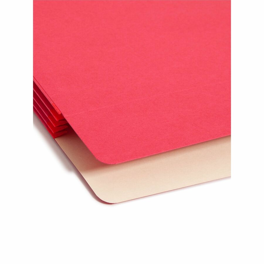 Image of Smead 74231 Drop Front Panel Colored File Pockets, 8 1/2" x 14", 3 1/2" Expansion, Top Tab Location, Red, Tear Resistant, 10% Recycled, 25 / Box