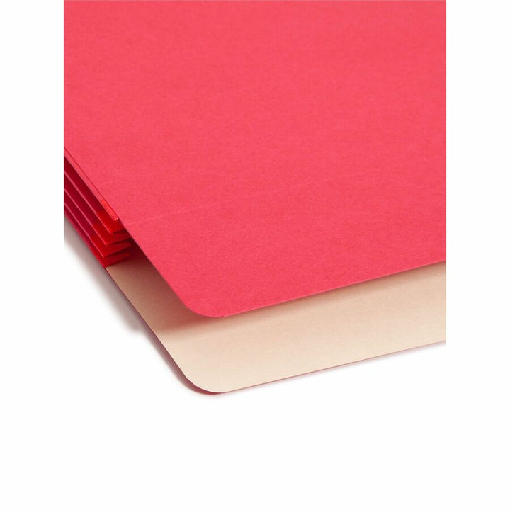 Image of Smead 74231 Drop Front Panel Colored File Pockets, 8 1/2" x 14", 3 1/2" Expansion, Top Tab Location, Red, Tear Resistant, 10% Recycled, 25 / Box