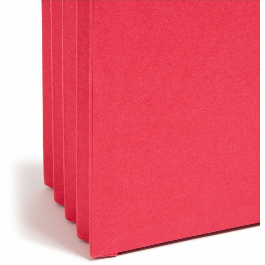 Image of Smead 74231 Drop Front Panel Colored File Pockets, 8 1/2" x 14", 3 1/2" Expansion, Top Tab Location, Red, Tear Resistant, 10% Recycled, 25 / Box