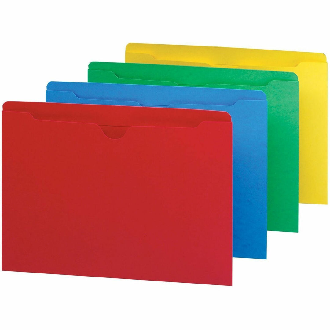 Image of Smead Colored File Jackets With Reinforced Double-Ply Tab, Straight Tab, Letter Size, Assorted Colors, 100/box