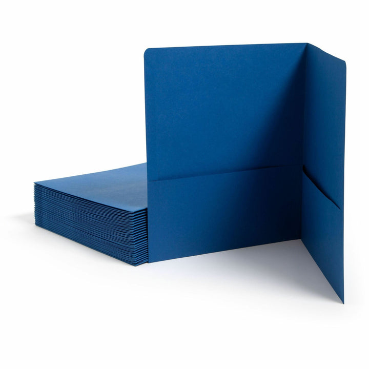 Image of Smead Two-Pocket Folder, Textured Paper, 100-Sheet Capacity, 11 X 8.5, Dark Blue, 25/box