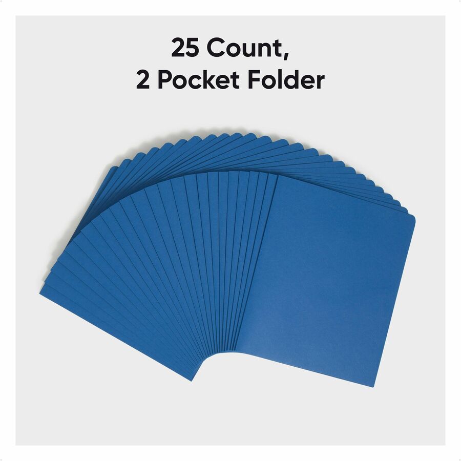 Image of Smead Two-Pocket Folder, Textured Paper, 100-Sheet Capacity, 11 X 8.5, Dark Blue, 25/box