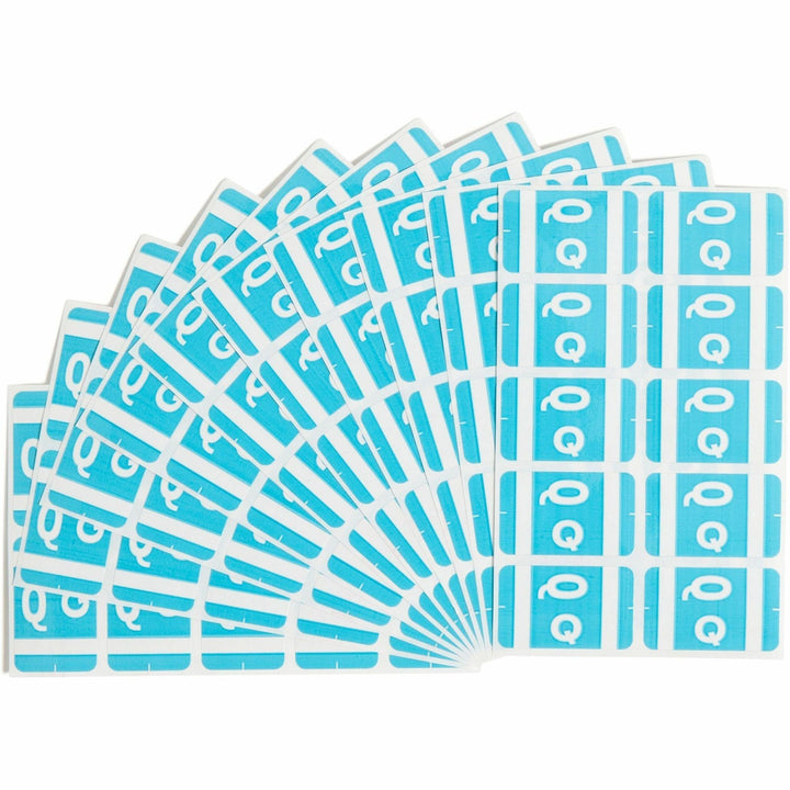 Image of Smead 67187 AlphaZ ACCS Color-Coded Labels, Q, x 1" W x 1 5/8" Length, Light Blue, Laminated, 10 / Sheet, 100 / Pack