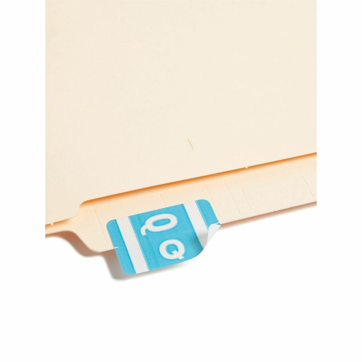 Image of Smead 67187 AlphaZ ACCS Color-Coded Labels, Q, x 1" W x 1 5/8" Length, Light Blue, Laminated, 10 / Sheet, 100 / Pack